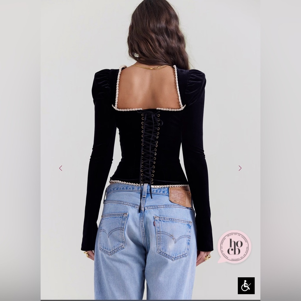House of CB London Noa Black Velvet Corset Top - Picture 2 of 6